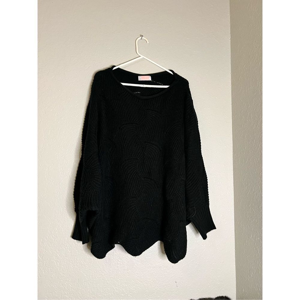 C + D + M Sweater Women's black  Pullover Knit 100% Acrylic M oversized